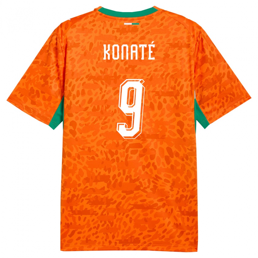 ילדים חוף השנהב Oumar Konaté #9 כתום ירוק לבן ג'רזי ביתית 26-28 חולצה קצרה