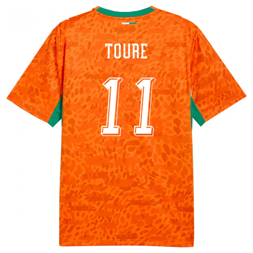 ילדים חוף השנהב Allassane Toure #11 כתום ירוק לבן ג'רזי ביתית 26-28 חולצה קצרה