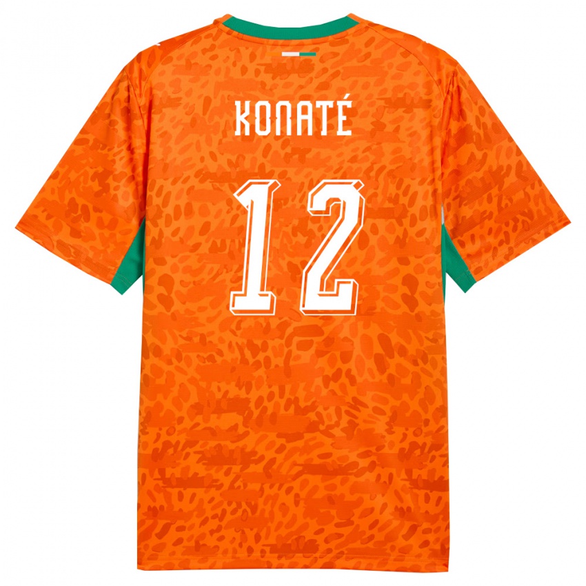 ילדים חוף השנהב ואלי קונאטה #12 כתום ירוק לבן ג'רזי ביתית 26-28 חולצה קצרה