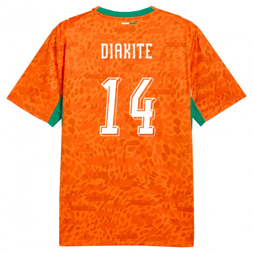 ילדים חוף השנהב עומר דיאקיטה #14 כתום ירוק לבן ג'רזי ביתית 26-28 חולצה קצרה