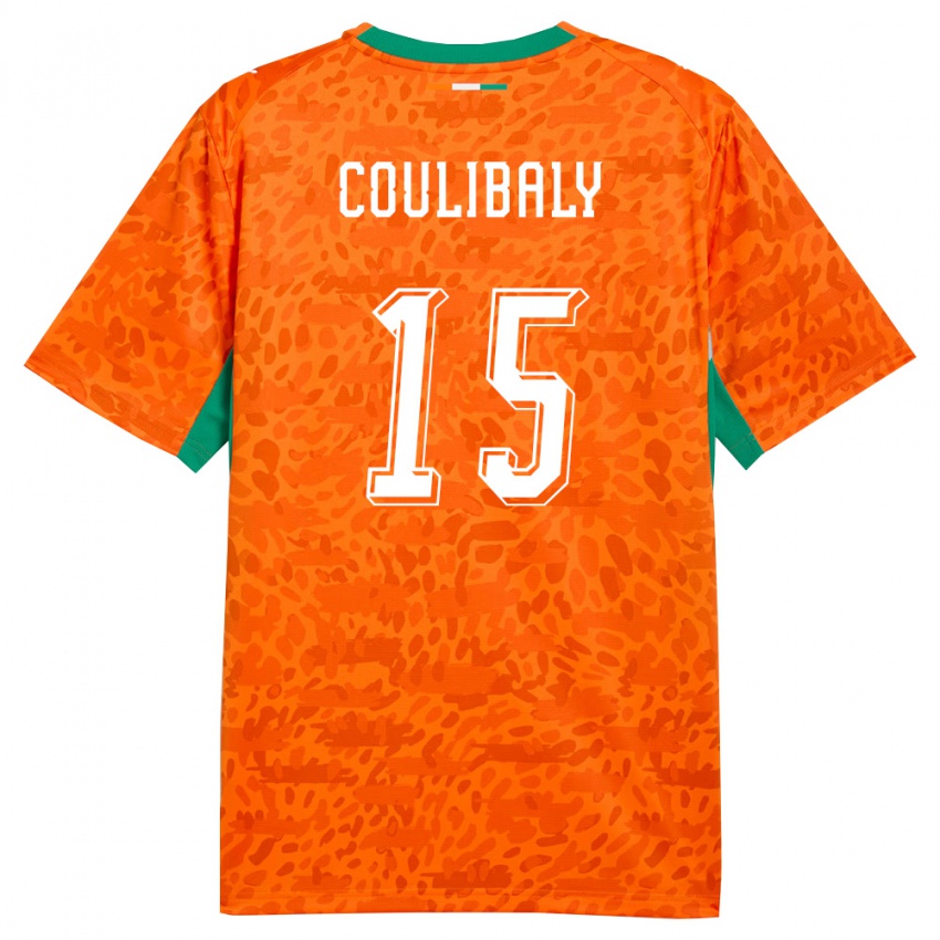 ילדים חוף השנהב Youbah Coulibaly #15 כתום ירוק לבן ג'רזי ביתית 26-28 חולצה קצרה