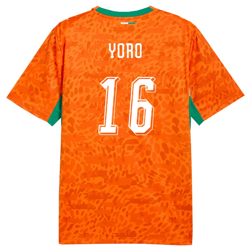 ילדים חוף השנהב Zigui Yoro #16 כתום ירוק לבן ג'רזי ביתית 26-28 חולצה קצרה