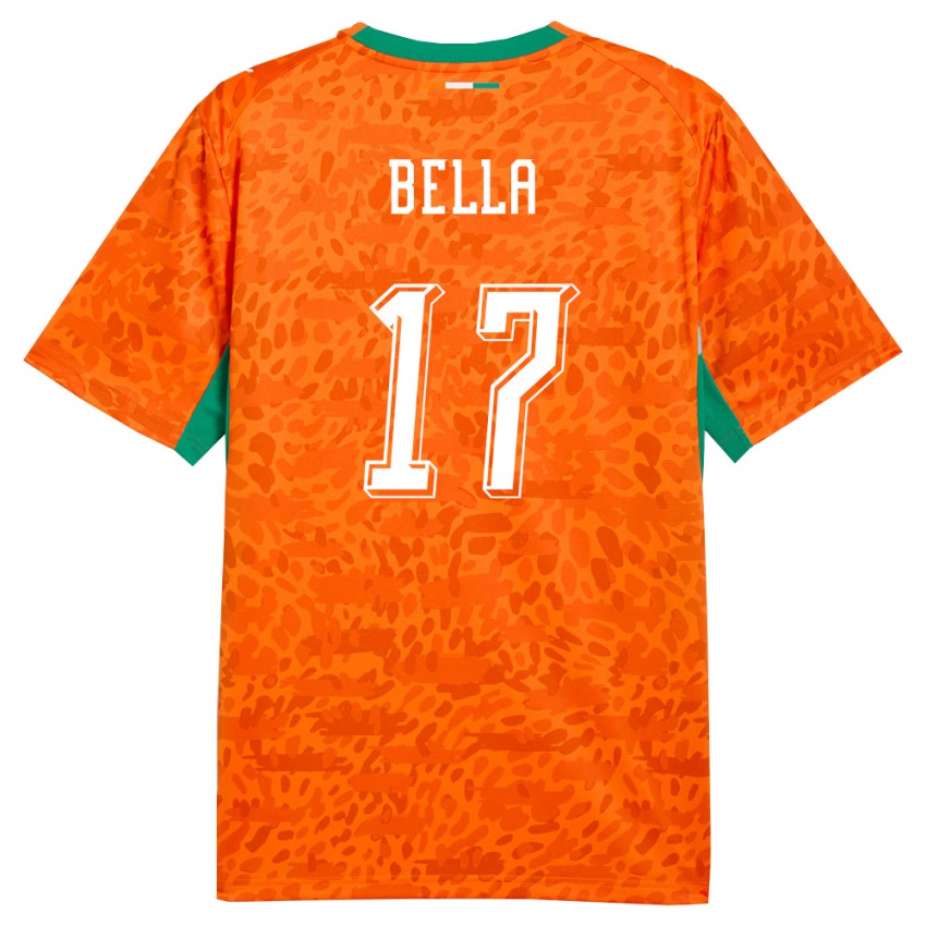 ילדים חוף השנהב Bamalick Bella #17 כתום ירוק לבן ג'רזי ביתית 26-28 חולצה קצרה