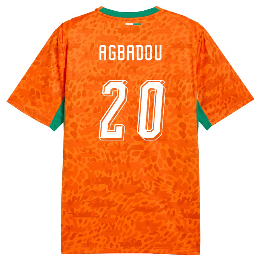 ילדים חוף השנהב עמנואל אגבדו #20 כתום ירוק לבן ג'רזי ביתית 26-28 חולצה קצרה