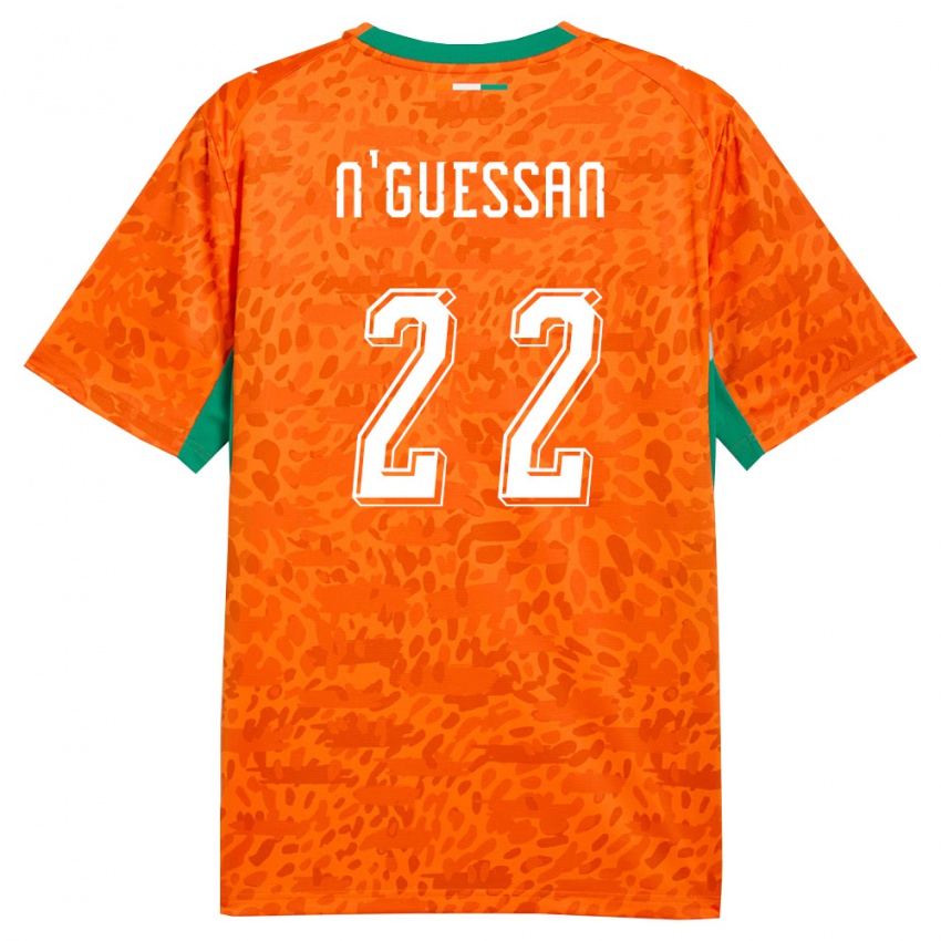 ילדים חוף השנהב Yohan N'guessan #22 כתום ירוק לבן ג'רזי ביתית 26-28 חולצה קצרה