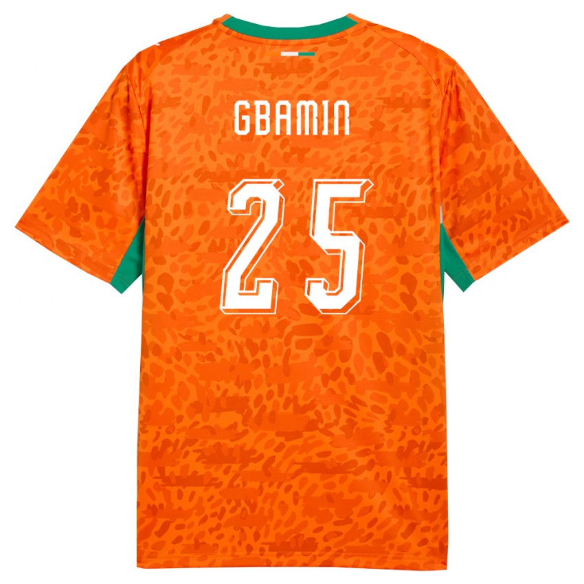 ילדים חוף השנהב ז'אן-פיליפ גבאמין #25 כתום ירוק לבן ג'רזי ביתית 26-28 חולצה קצרה