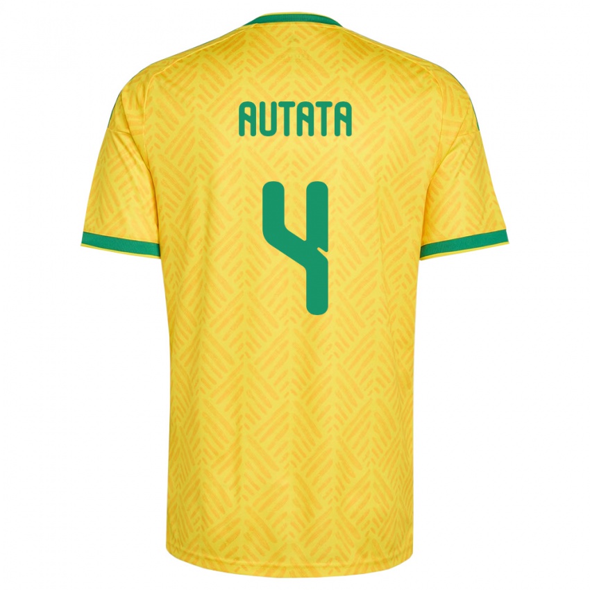 ילדים דרום אפריקה Patrick Autata #4 צהוב ירוק ג'רזי ביתית 26-28 חולצה קצרה