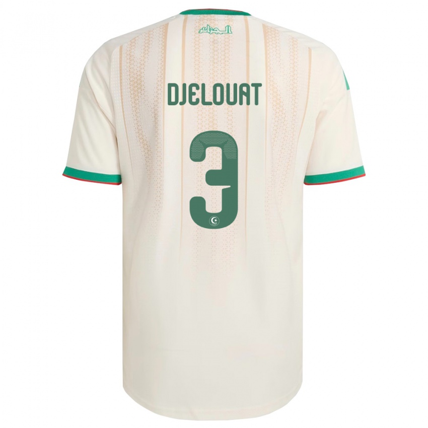 ילדים אלג'יריה Mohammed El Amine Djelouat #3 שמנת ירוק אדום ג'רזי ביתית 26-28 חולצה קצרה