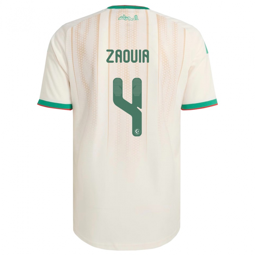 ילדים אלג'יריה Mohammed El Amine Zaouia #4 שמנת ירוק אדום ג'רזי ביתית 26-28 חולצה קצרה