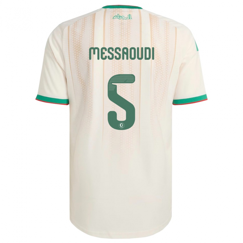 ילדים אלג'יריה Yanis Messaoudi #5 שמנת ירוק אדום ג'רזי ביתית 26-28 חולצה קצרה