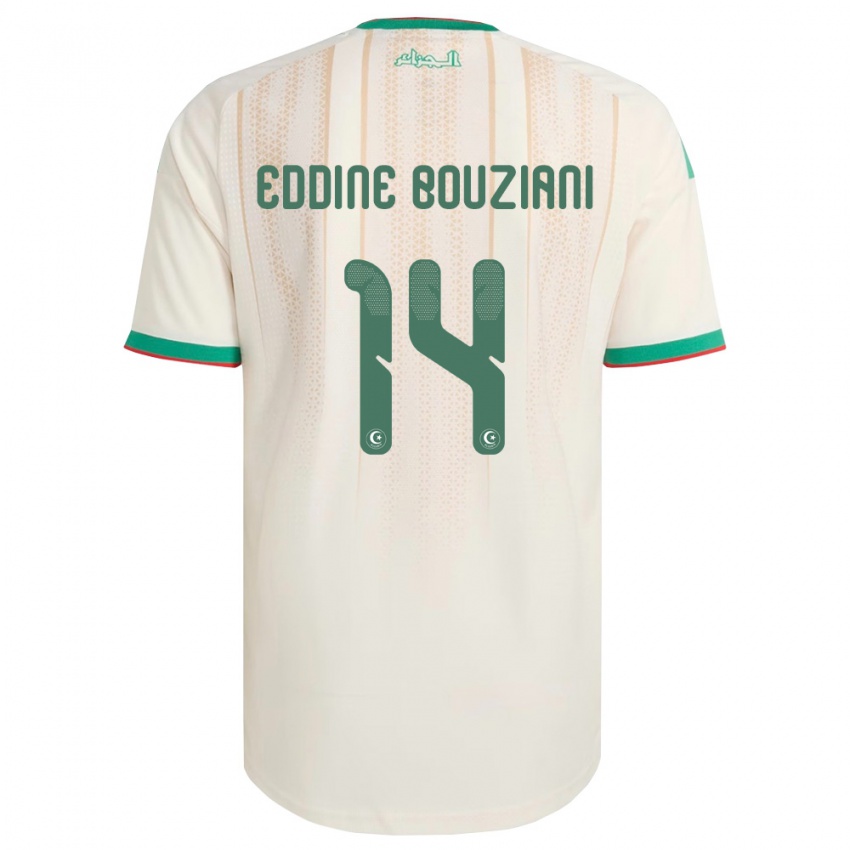 ילדים אלג'יריה Salah Eddine Bouziani #14 שמנת ירוק אדום ג'רזי ביתית 26-28 חולצה קצרה