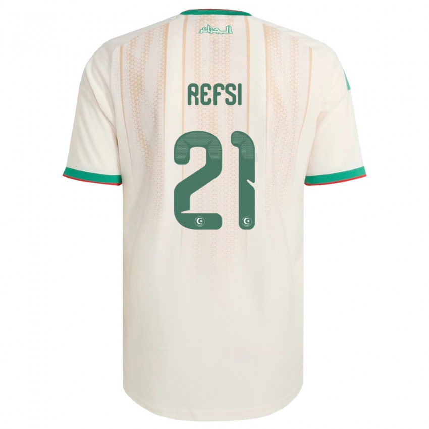 ילדים אלג'יריה Ilian Refsi #21 שמנת ירוק אדום ג'רזי ביתית 26-28 חולצה קצרה