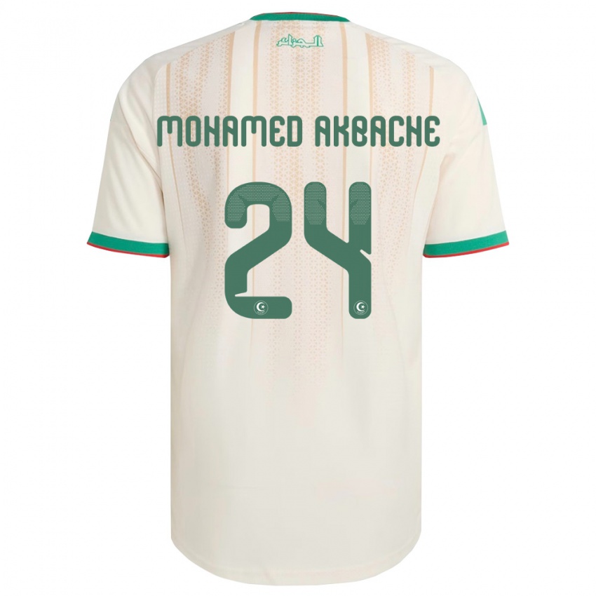 ילדים אלג'יריה Tahar Mohamed Akbache #24 שמנת ירוק אדום ג'רזי ביתית 26-28 חולצה קצרה