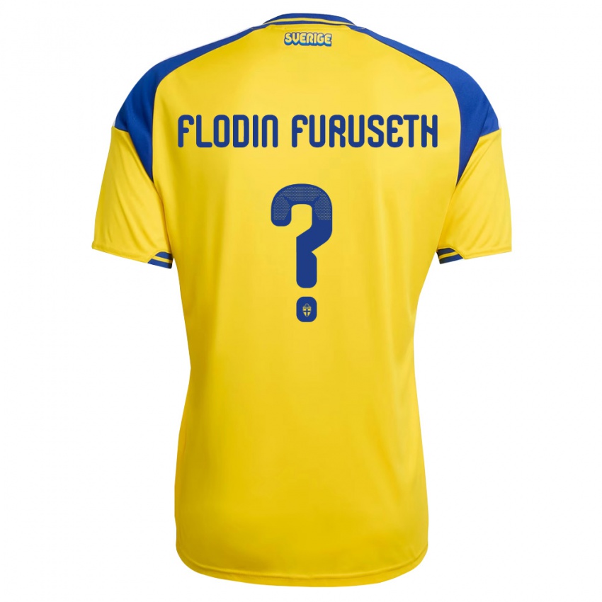 ילדים שוודיה Toste Flodin Furuseth #0 צהוב כחול לבן ג'רזי ביתית 26-28 חולצה קצרה
