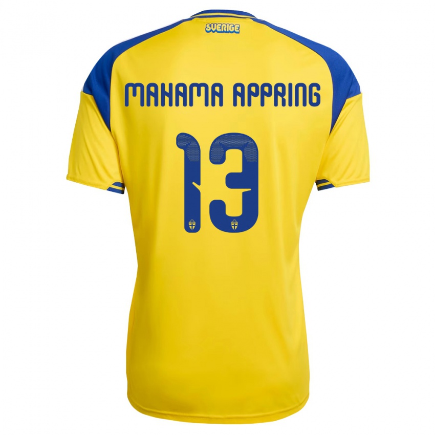 ילדים שוודיה Elliot Mahama Appring #13 צהוב כחול לבן ג'רזי ביתית 26-28 חולצה קצרה