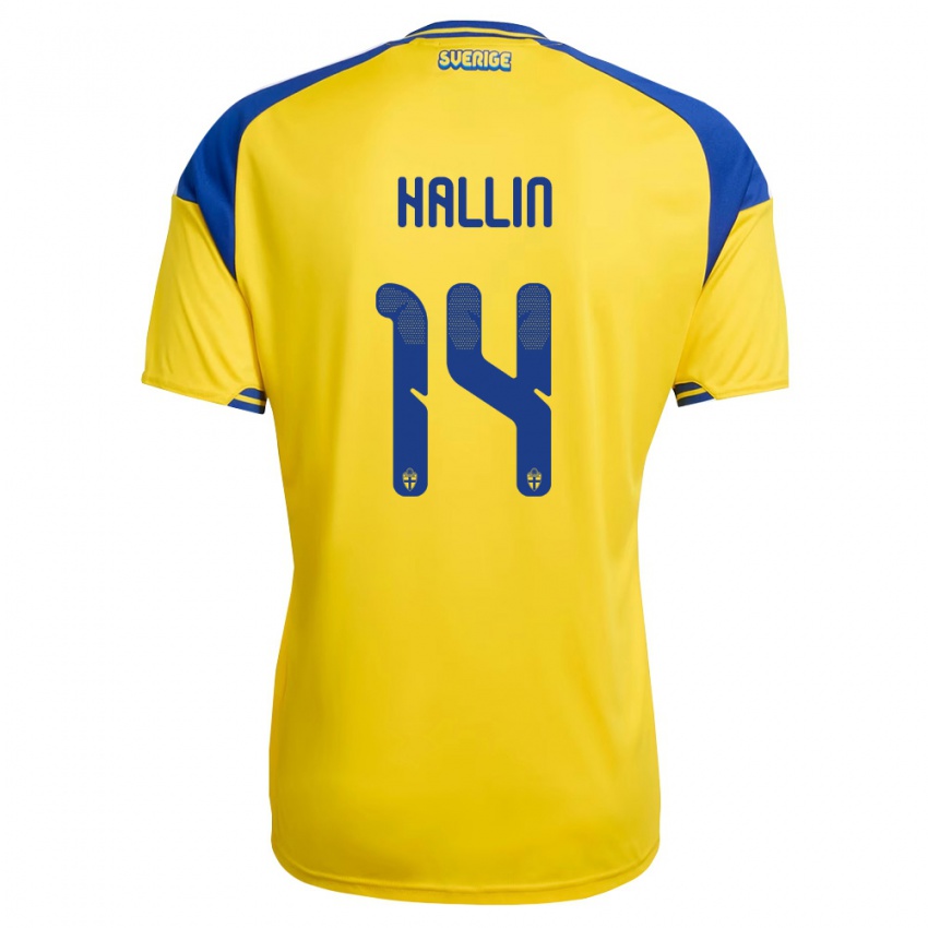 ילדים שוודיה מאלטה האלין #14 צהוב כחול לבן ג'רזי ביתית 26-28 חולצה קצרה