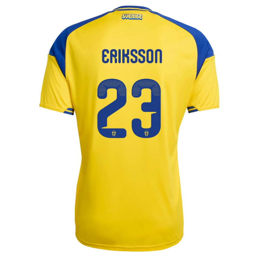 ילדים שוודיה Simon Eriksson #23 צהוב כחול לבן ג'רזי ביתית 26-28 חולצה קצרה