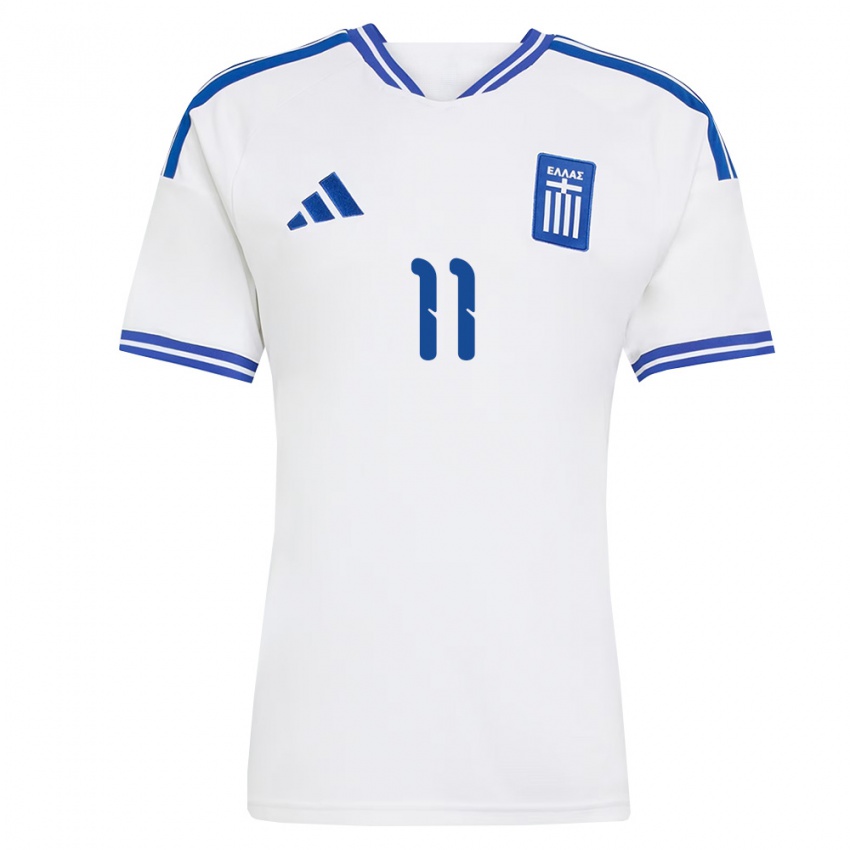 ילדים יוון Nikolaos Chaldezos #11 לבן כחול ג'רזי ביתית 26-28 חולצה קצרה