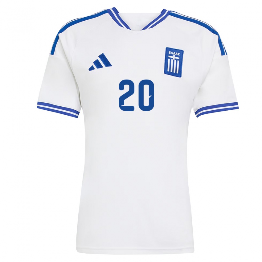 ילדים יוון Dimitrios Papageorgopoulos #20 לבן כחול ג'רזי ביתית 26-28 חולצה קצרה