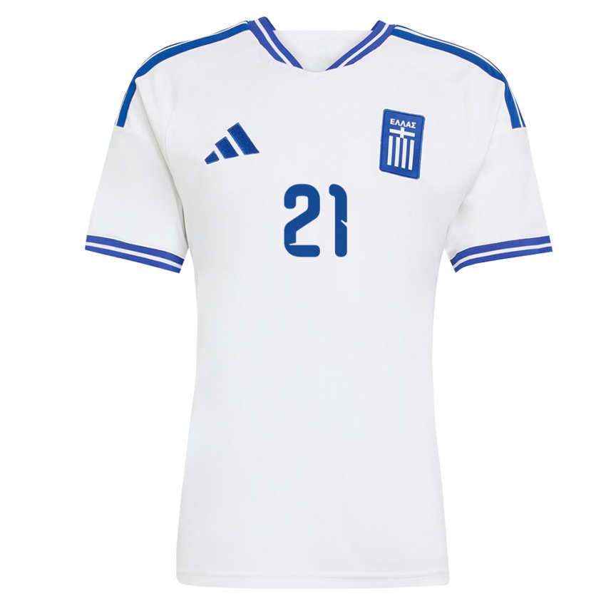 ילדים יוון אריק חאמזה #21 לבן כחול ג'רזי ביתית 26-28 חולצה קצרה