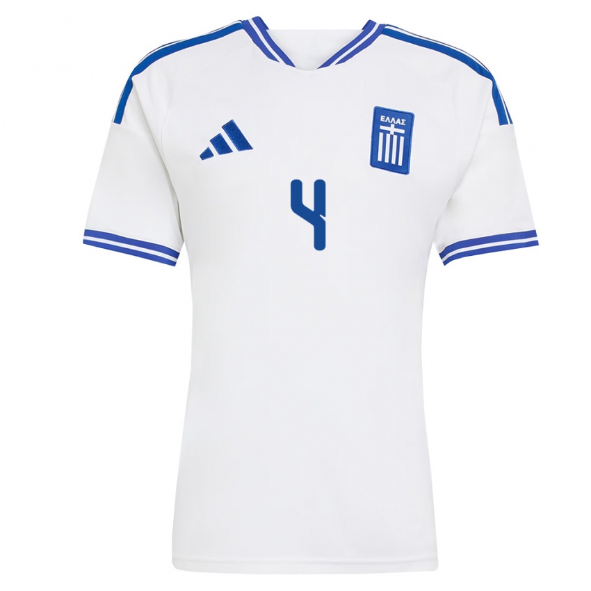 ילדים יוון קונסטנטינוס מברופנוס #4 לבן כחול ג'רזי ביתית 26-28 חולצה קצרה