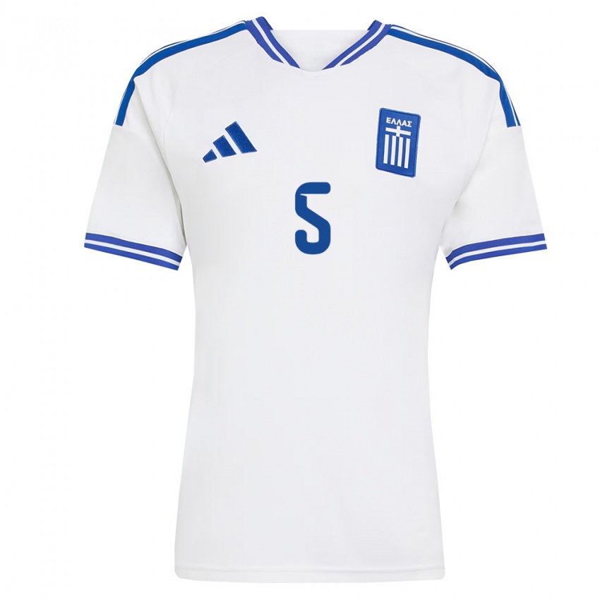 ילדים יוון Georgios Kosidis #5 לבן כחול ג'רזי ביתית 26-28 חולצה קצרה