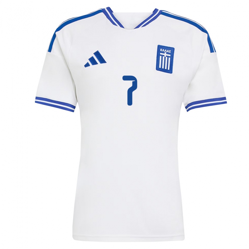 ילדים יוון Iason Nempis #7 לבן כחול ג'רזי ביתית 26-28 חולצה קצרה