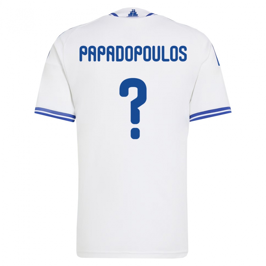 ילדים יוון Christos Papadopoulos #0 לבן כחול ג'רזי ביתית 26-28 חולצה קצרה
