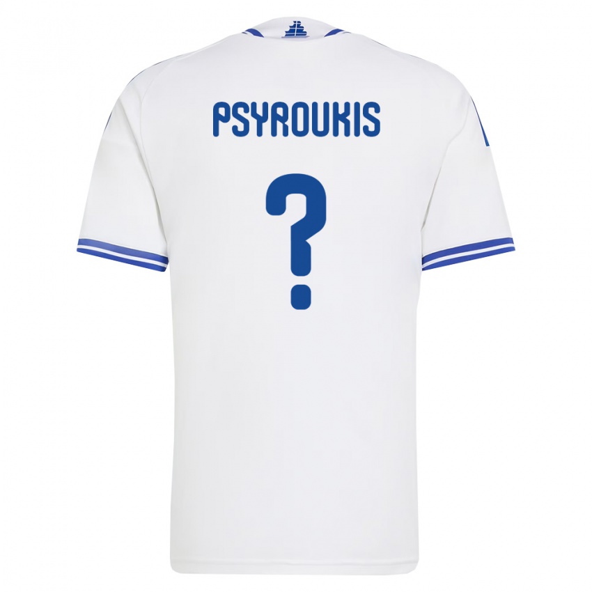 ילדים יוון Giannis Psyroukis #0 לבן כחול ג'רזי ביתית 26-28 חולצה קצרה