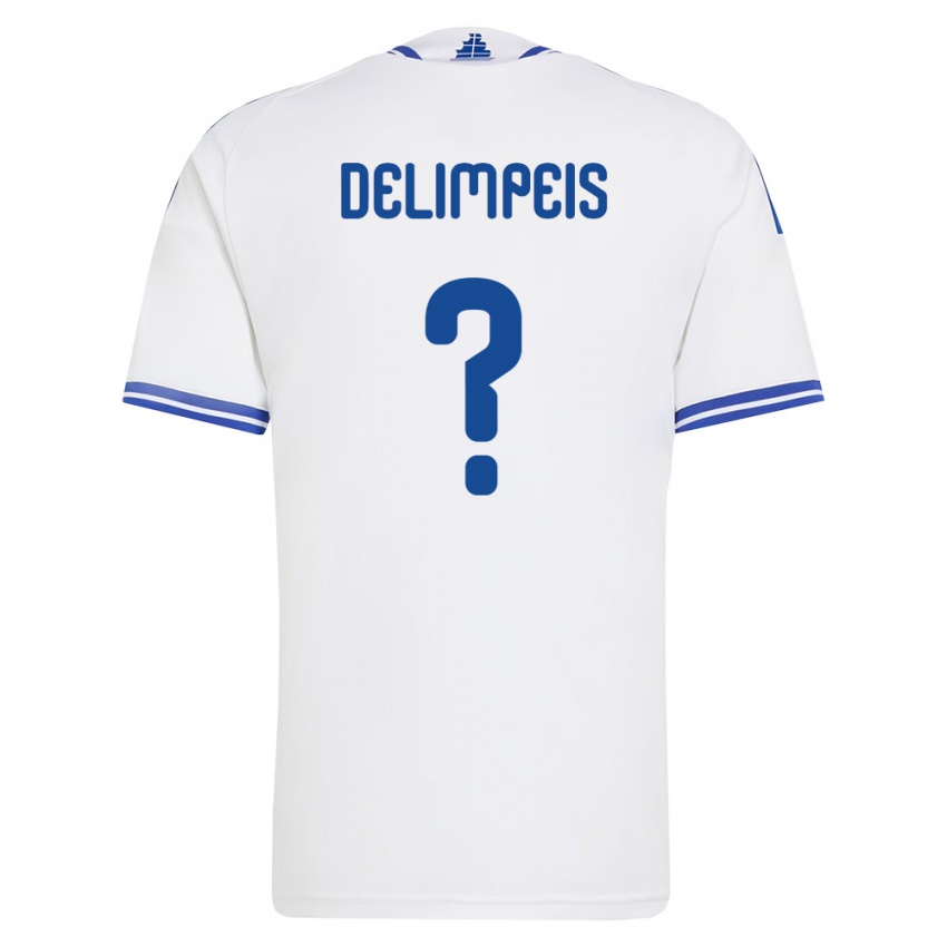 ילדים יוון Lampros Delimpeis #0 לבן כחול ג'רזי ביתית 26-28 חולצה קצרה