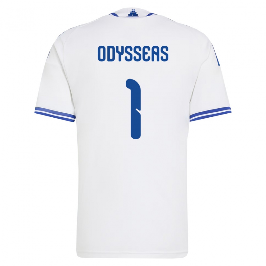 ילדים יוון אודיסאוס ולחודימוס #1 לבן כחול ג'רזי ביתית 26-28 חולצה קצרה