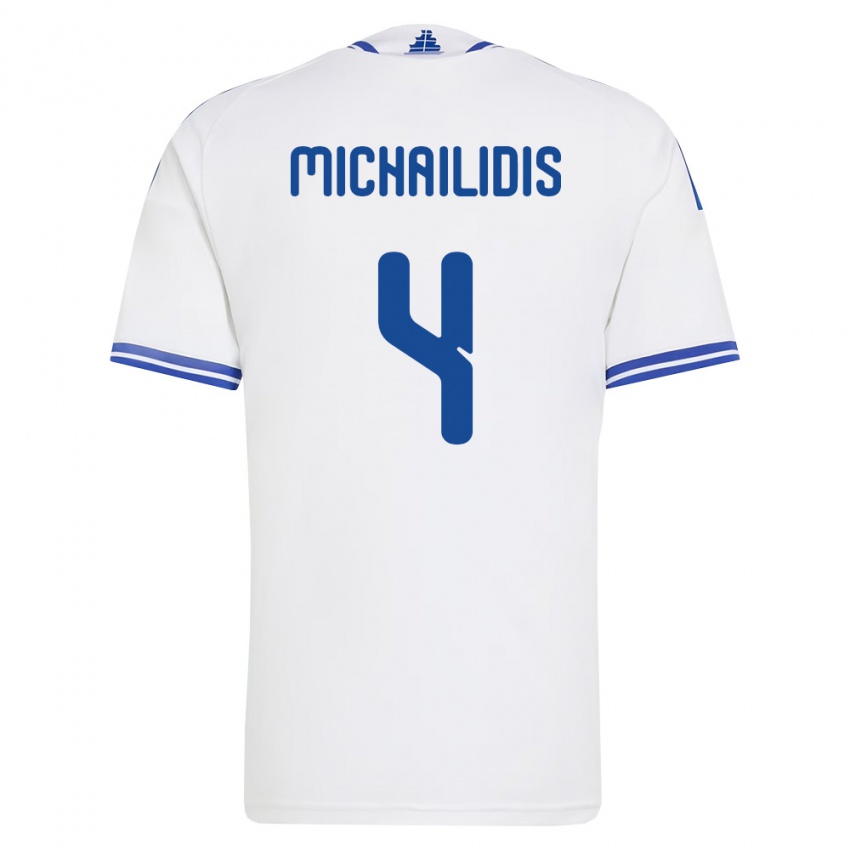 ילדים יוון Giannis Michailidis #4 לבן כחול ג'רזי ביתית 26-28 חולצה קצרה