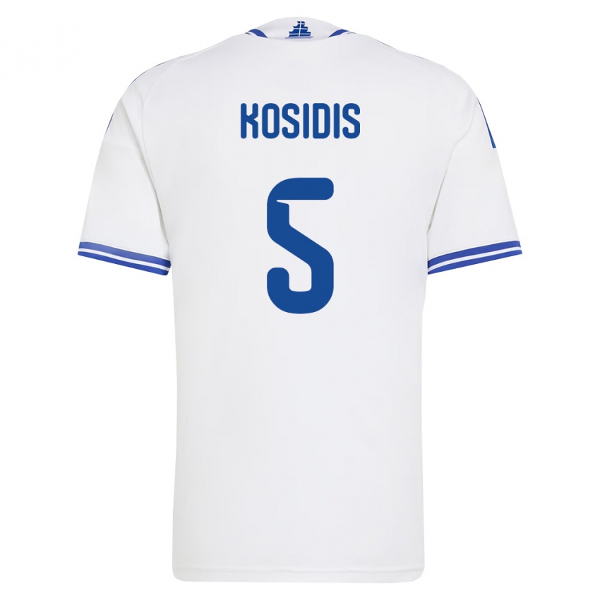 ילדים יוון Georgios Kosidis #5 לבן כחול ג'רזי ביתית 26-28 חולצה קצרה