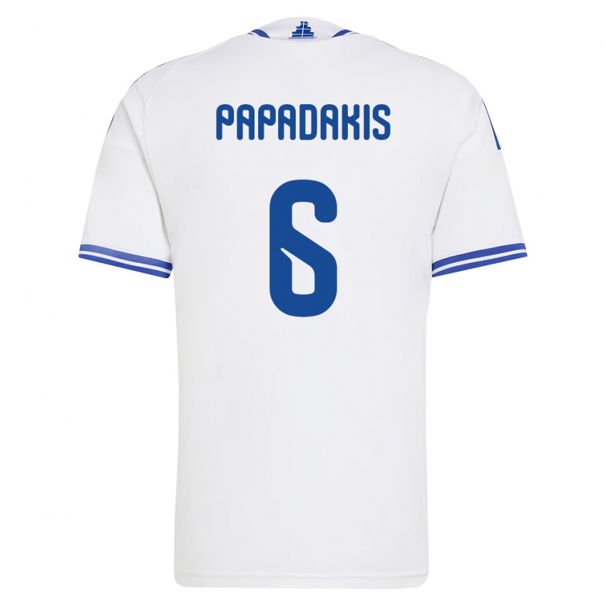 ילדים יוון Konstantinos Papadakis #6 לבן כחול ג'רזי ביתית 26-28 חולצה קצרה