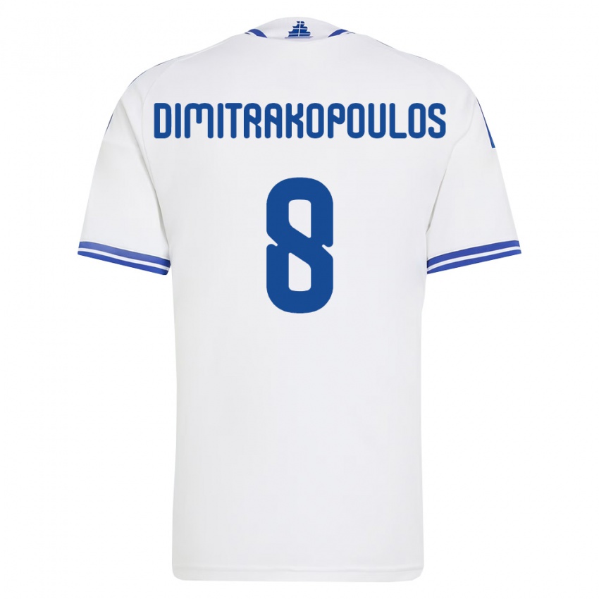 ילדים יוון Athanasios Dimitrakopoulos #8 לבן כחול ג'רזי ביתית 26-28 חולצה קצרה