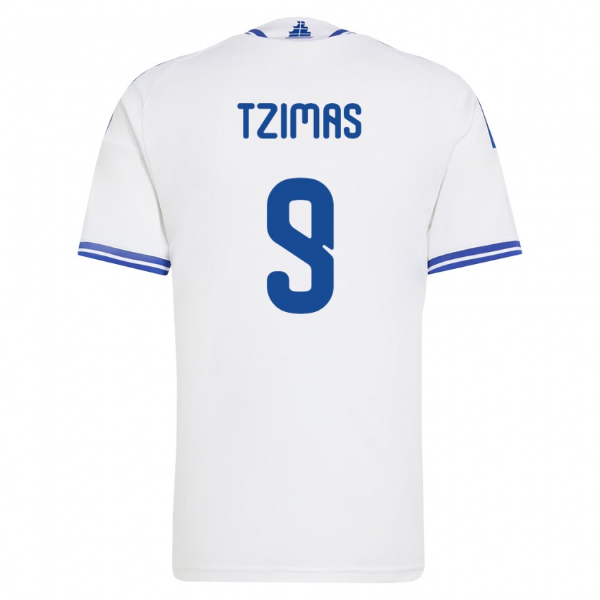 ילדים יוון סטפנוס צימאס #9 לבן כחול ג'רזי ביתית 26-28 חולצה קצרה