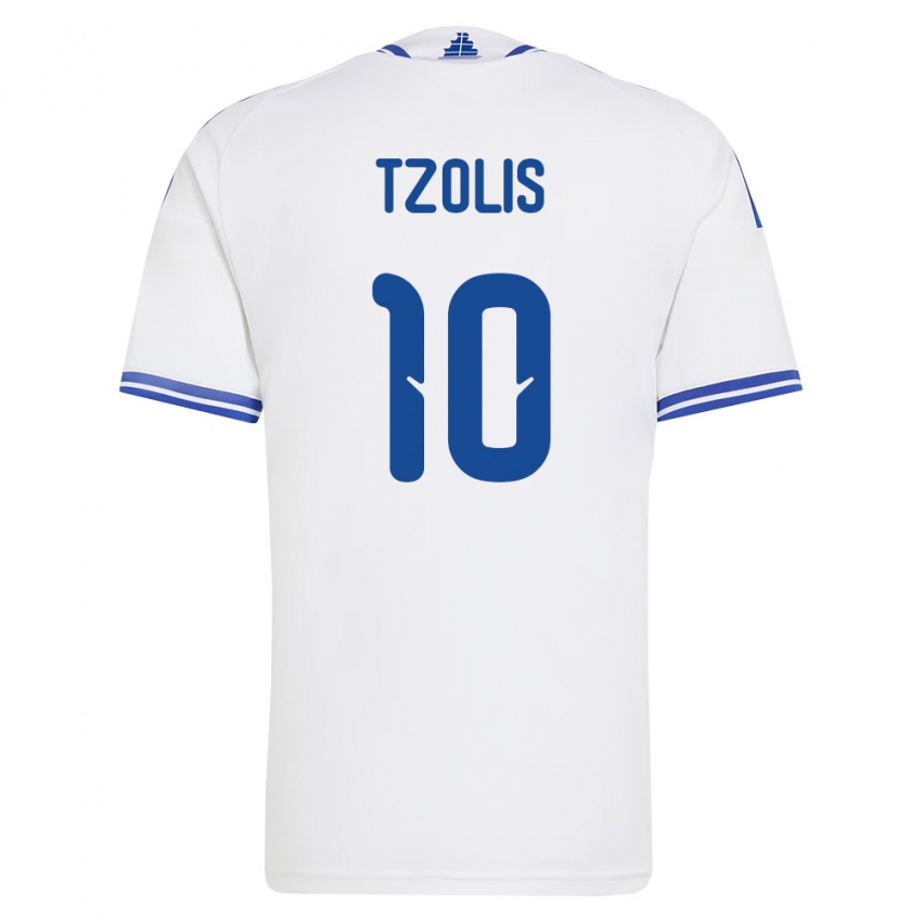 ילדים יוון חריסטוס צוליס #10 לבן כחול ג'רזי ביתית 26-28 חולצה קצרה
