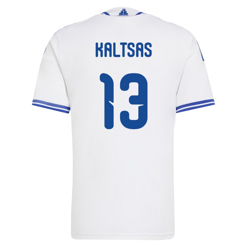 ילדים יוון Vasilios Kaltsas #13 לבן כחול ג'רזי ביתית 26-28 חולצה קצרה