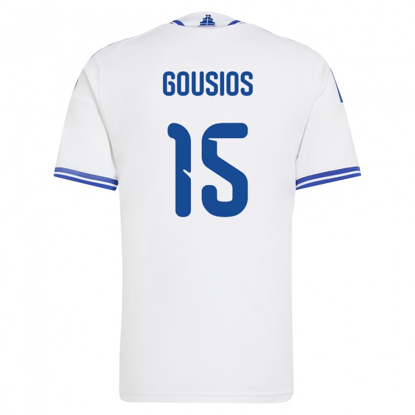 ילדים יוון Georgios Gousios #15 לבן כחול ג'רזי ביתית 26-28 חולצה קצרה