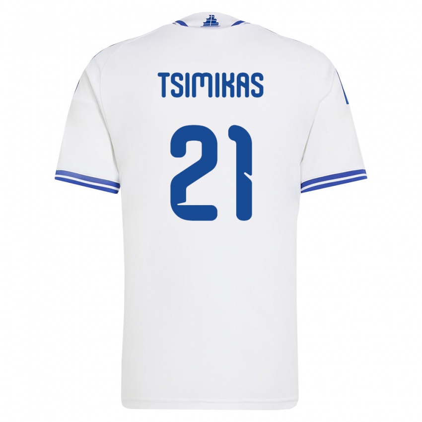 ילדים יוון קונסטנטינוס צימיקאס #21 לבן כחול ג'רזי ביתית 26-28 חולצה קצרה