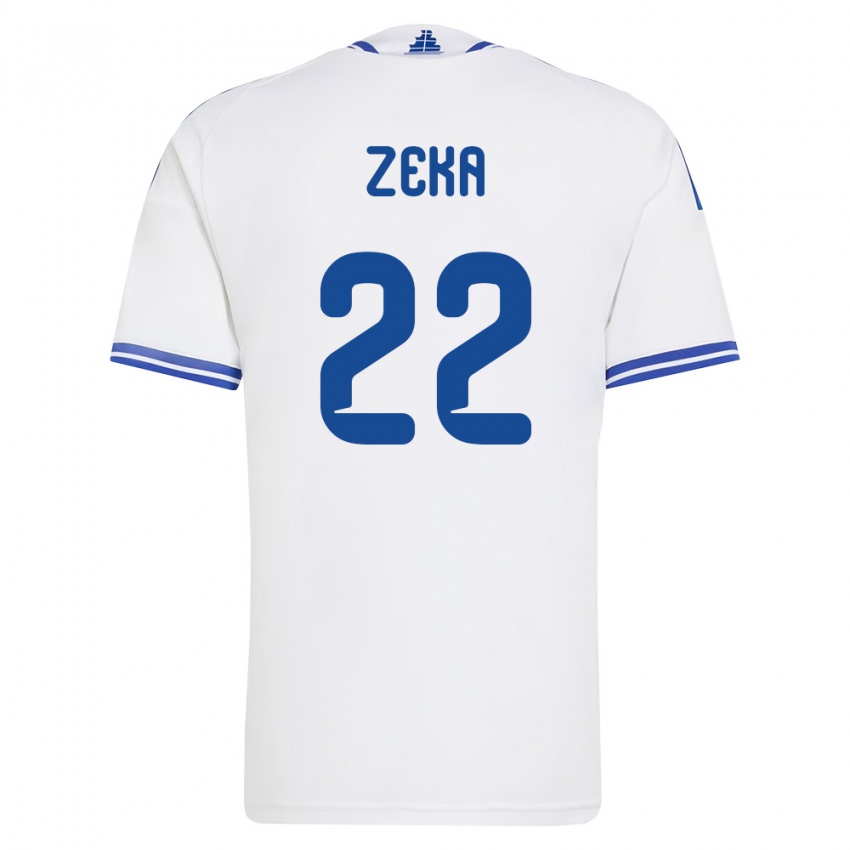 ילדים יוון Rushit Zeka #22 לבן כחול ג'רזי ביתית 26-28 חולצה קצרה
