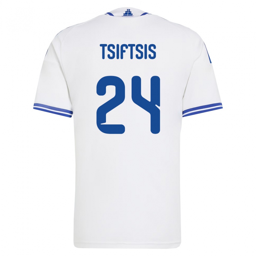 ילדים יוון אנטוניס ציפטסיס #24 לבן כחול ג'רזי ביתית 26-28 חולצה קצרה
