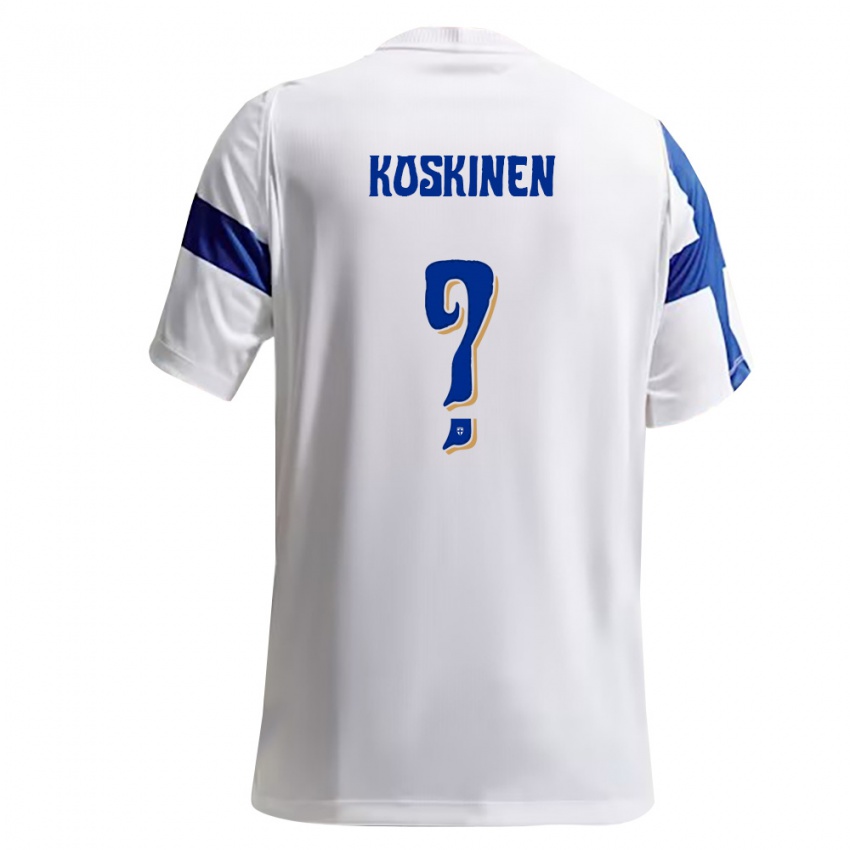 ילדים פינלנד Roni Koskinen #0 לבן כחול ג'רזי ביתית 26-28 חולצה קצרה