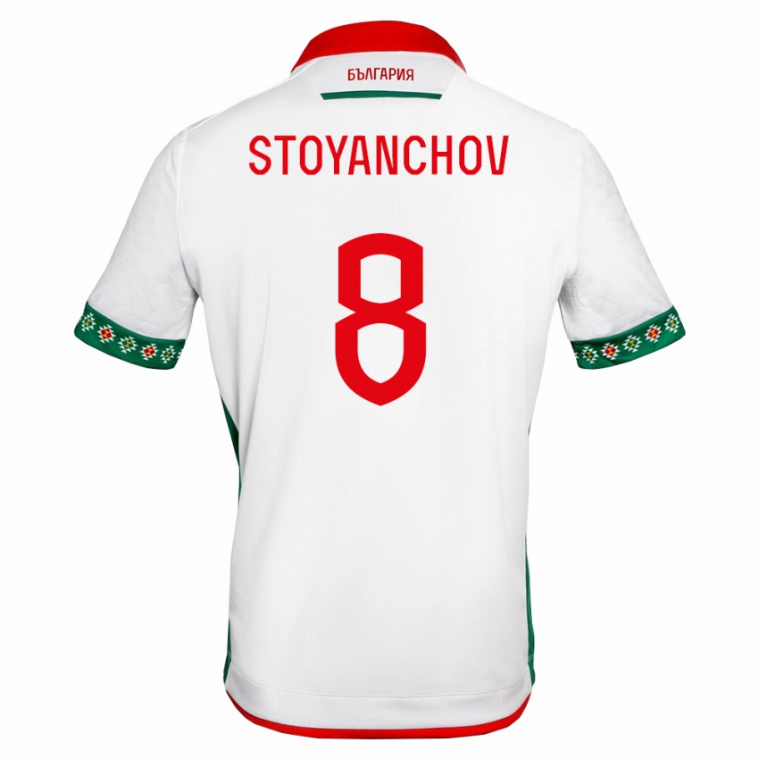 ילדים בולגריה Steven Stoyanchov #8 לבן ירוק אדום ג'רזי ביתית 26-28 חולצה קצרה