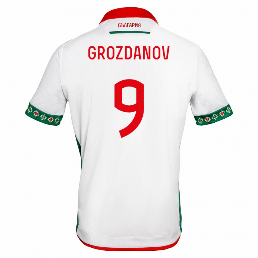 ילדים בולגריה Andrey Grozdanov #9 לבן ירוק אדום ג'רזי ביתית 26-28 חולצה קצרה
