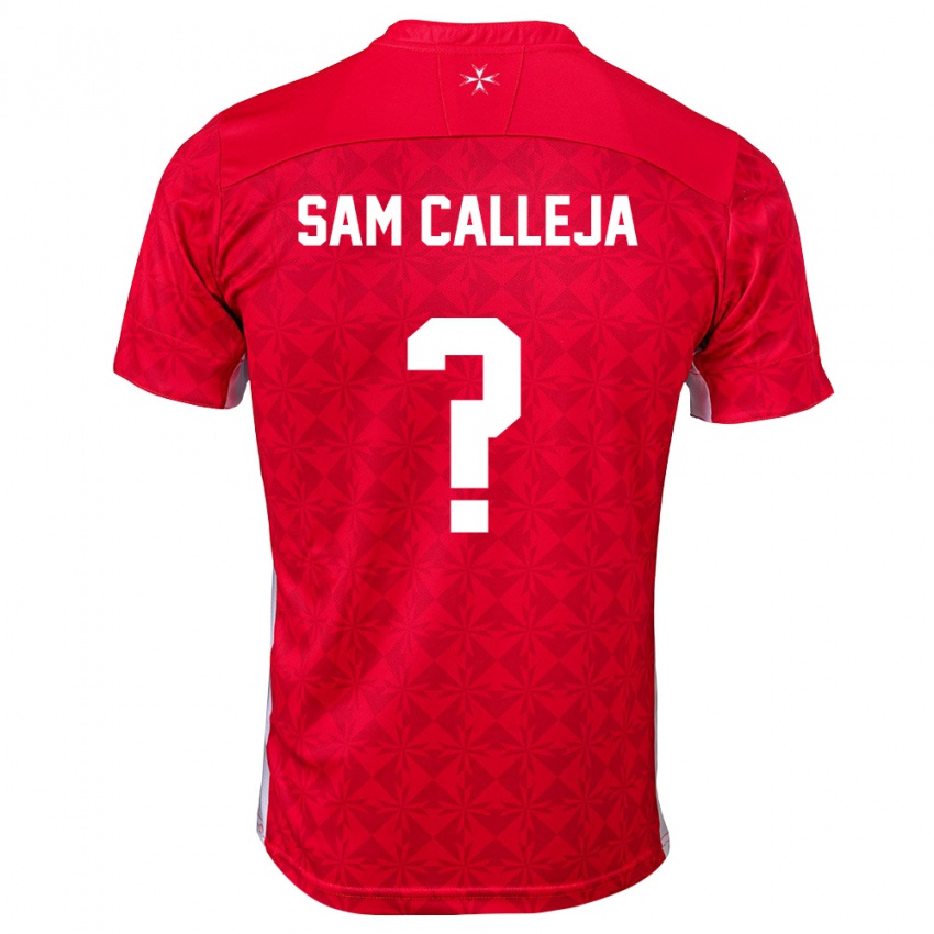 ילדים מלטה Sam Calleja #0 אדום לבן ג'רזי ביתית 26-28 חולצה קצרה