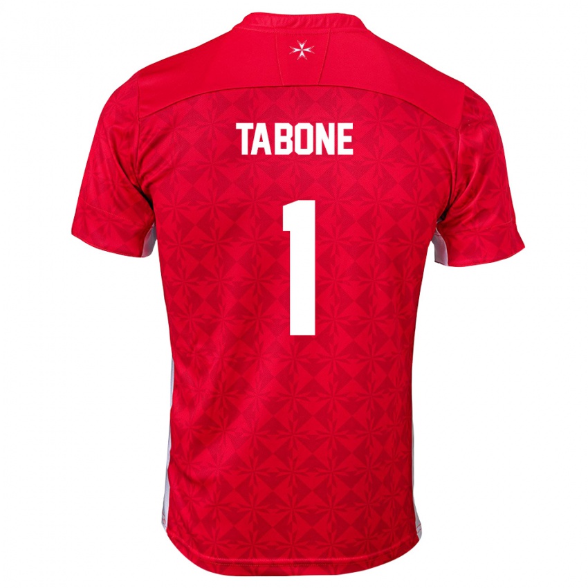 ילדים מלטה Vincent Tabone #1 אדום לבן ג'רזי ביתית 26-28 חולצה קצרה