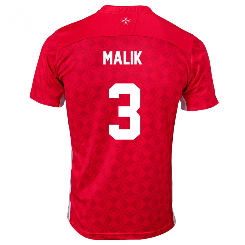 ילדים מלטה Amin Malik #3 אדום לבן ג'רזי ביתית 26-28 חולצה קצרה