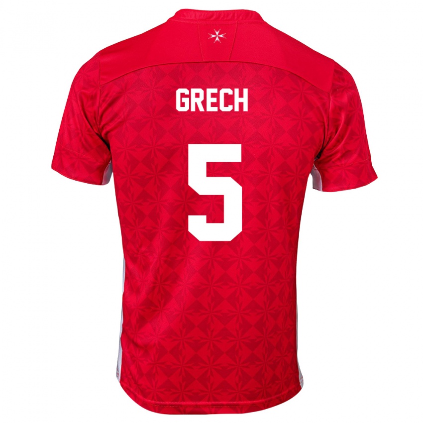 ילדים מלטה Densel Grech #5 אדום לבן ג'רזי ביתית 26-28 חולצה קצרה