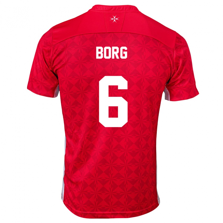 ילדים מלטה Andy Borg #6 אדום לבן ג'רזי ביתית 26-28 חולצה קצרה